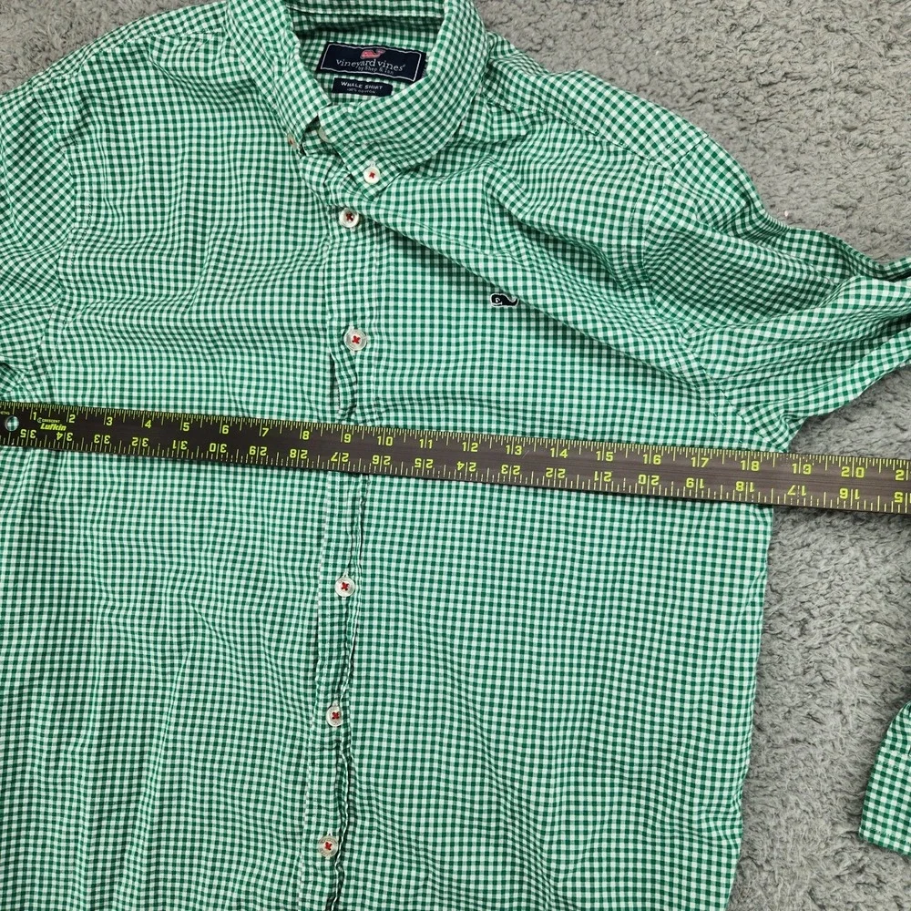 Vineyard Vines Whale Shirt Boys Size XL (18) Check Green